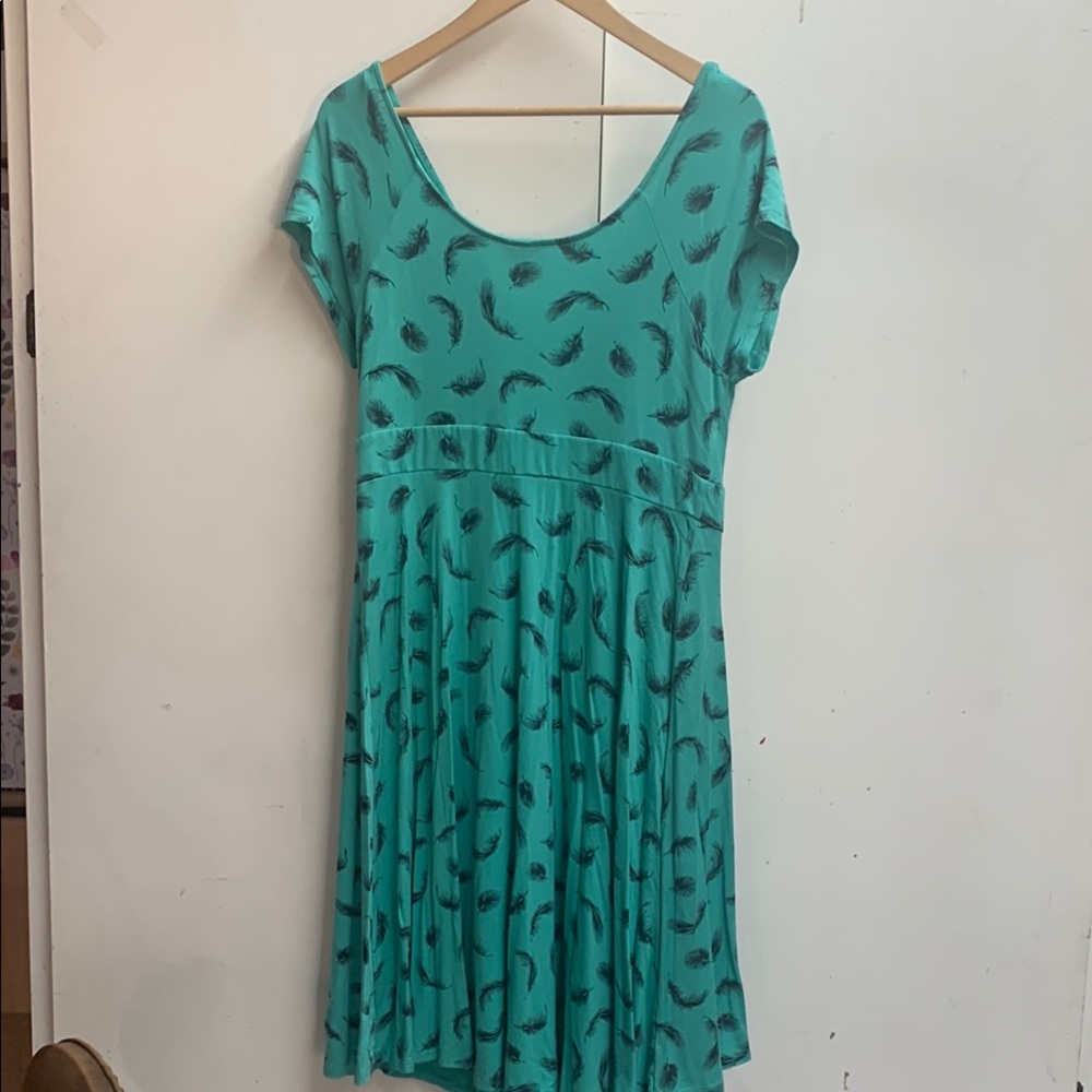 Torrid Elegant Teal Feather Print Dress